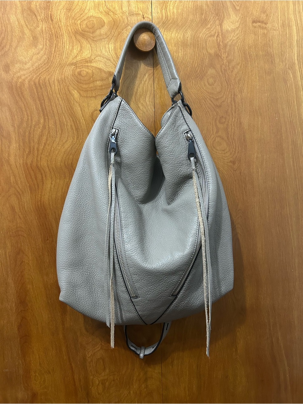 Rebecca Minkoff Gray Pebbled Leather Hobo Bag